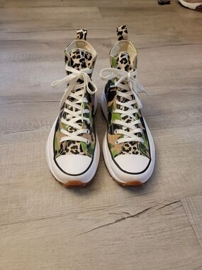 Converse Leopard & Camo High-Top Sneakers in White, Black, Green, Tan